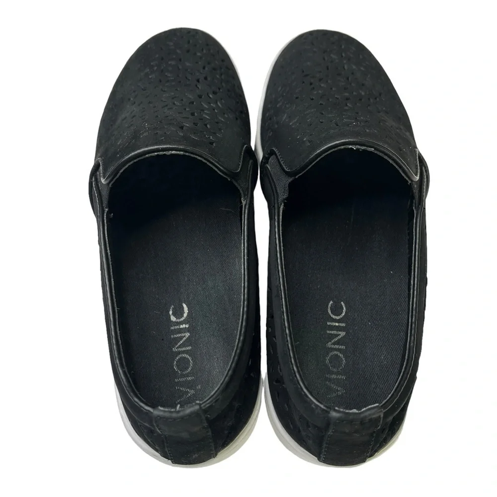 Vionic Midi Perforated Leather Slip On Sneaker Shoes Black Womens Size‎ 7